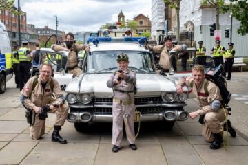 An eight year old is an official Ghostbuster after being sworn into their cadet ranks by the one and only Ray Stantz. Image: Make-A-Wish UK.