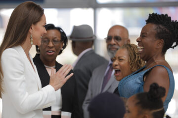 Her Royal Highness The Princess of Wales at the unveiling of the Windrush Monument. Image: Department for Levelling Up.