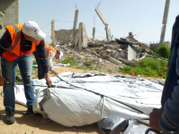 In 2015, ShelterBox distributed emergency shelter aid thermal blankets and winter clothing to people in Gaza alongside ACTED. Image provided by ShelterBox.