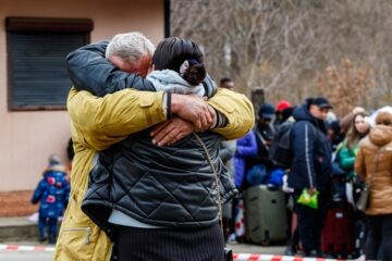 Image shows Uzhhorod (Ukraine) with refugees on the Ukrainian Slovak border (February, 2022). Image: Yanosh Nemesh / Shutterstock.