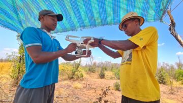 Setting up a drone for the study in Madagascar. Image: Jenny Williams / Copyright: RBG Kew.