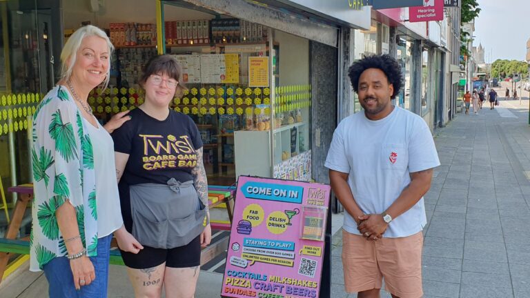 Manager Nikki Keen with team members, Rhianna Colvin and Fahmi Abusi at Twist in Mayflower Street, Plymouth.