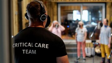 Sing it Home: singers recording Cornwall Air Ambulance's album. Image provided by CAA.