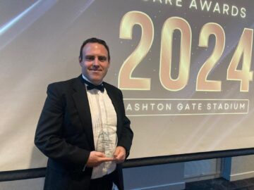 Andy Hood of Westbank's Devon Carers receiving his award in Bristol. Image provided by IF Media.