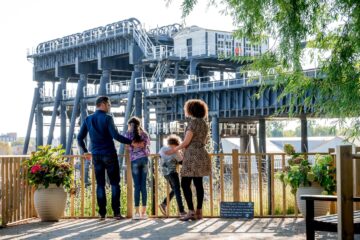 The world’s first major commercial boat lift, the Anderton Boat Lift in Northwich. Image: Canal and Rivers Trust.