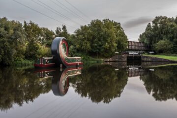Alex Chinneck's The Looping Boat. Photography by Marc Wilmot. Image provided by the Canal & River Trust.