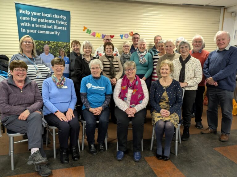 Volunteers celebrating the raising of £37,000 for local charity, Hospiscare. Image: Sue Cade / Otter Garden Centres.