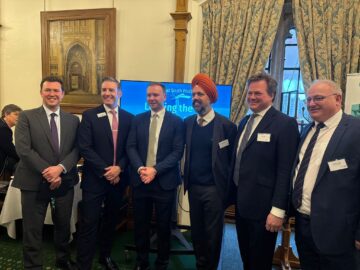 The Great South West event was attended by politicians and business leaders. From left to right: Steve Race MP, Clive Higgins, Fred Thomas MP, Tan Dhesi MP, Nick Ames, Ian Roome MP. Image provided by Program.