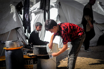 ShelterBox has partnered with PARC to provide tents tarpaulins ropes mattresses and blankets to displaced families in Gaza. Image provided by ShelterBox.