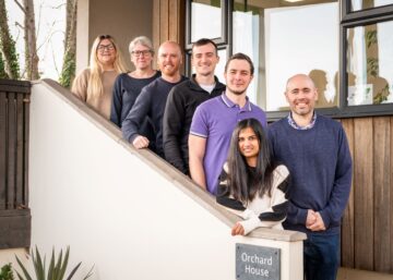 Tom Baker (front) with The Fresh Accountancy Company team. Photography: Simon Tutty.