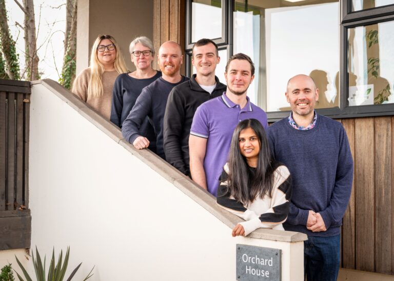 Tom Baker (front) with The Fresh Accountancy Company team. Photography: Simon Tutty.