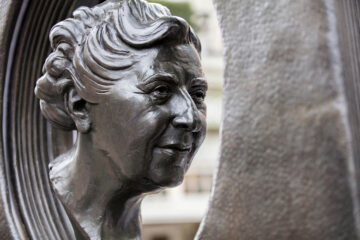 The Agatha Christie statue in Soho, London. Image: Electric Egg / Shutterstock.