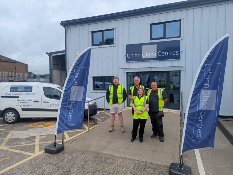 Left to Right: Union Glass’s Jordan Graveson (Sales Manager), Nigel Brown (Operations Director), Steve Sneap (Glazing Manager), and Terri Hollins (Office Manager).