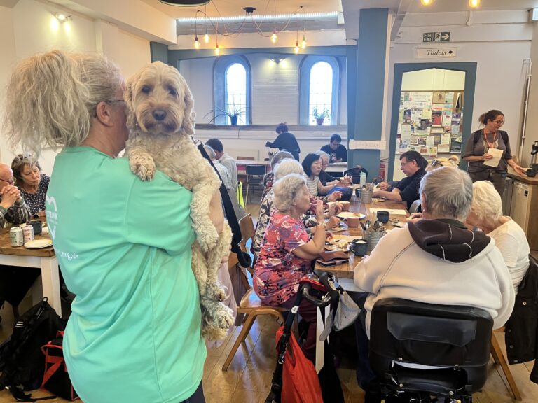 Debbie Hutchinson and Aroha at the cream tea in St Sidwell's cafe. Image: Sharon Goble.