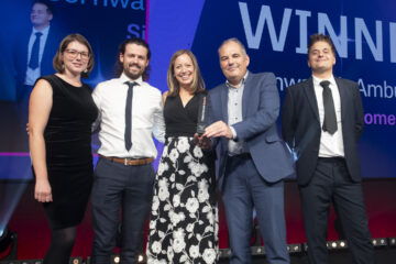 From left to right: Morwenna Smart, Community Manager; Adam Matulewicz, Marketing & Content Officer; Julia Jeffery, Corporate Partnerships Manager; Jon Michael, Head of Marketing & Communications. Image: Third Sector Awards.