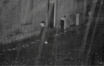 The Cheshire fort’s security cameras recorded a mysterious figure in front of the main gates. It was seen directly where the medieval gatehouse used to be. Image provided by English Heritage.