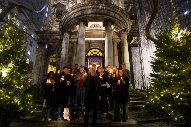 Canon Peter Babington and LSE students at St Mary le Strand, London. It's been awarded £4.6m by The National Lottery Heritage Fund. Image: © David Parry (provided by The National Lottery Heritage Fund).