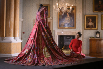 A record-breaking embroidered dress, stitched by 380 people from 51 countries is the centrepiece of Killerton’s winter celebrations. It was created by Somerset artist, Kirstie Macleod. Image: © Steven Haywood / National Trust Images.