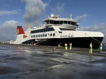 ‘It’s the end of the delivery voyage but the start of an exciting new chapter for CalMac,’ says Duncan Mackison, CalMac CEO. Image: Brian Fulton (provided by CalMac).
