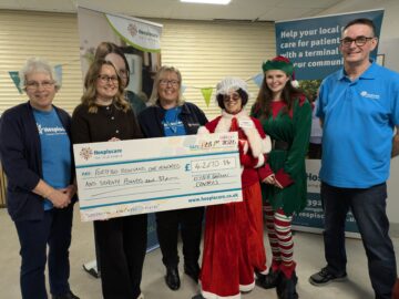 'This will make a huge difference to the charity,’ says Toni Hiscocks, Hospiscare Area Fundraiser for East Devon. Image: Sue Cade / Otter Garden Centres.