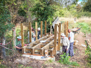 Volunteers working on Millhoppers bridge to help with the conservation work at the site between Luton and Aylesbury. Image: Paula Reid / Butterfly Conservation.