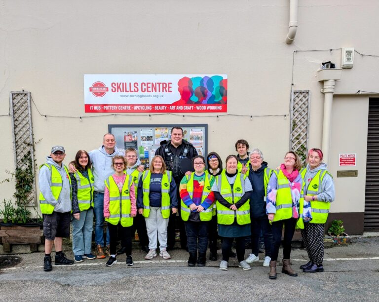 Insp. Harvey (centre) meets the Turning Heads group. Alan Tilley is third from the left. Image: D&C Police.